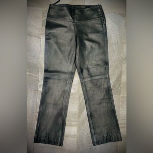 Women’s Black Genuine Leather High Rise Straight Leg Pants Sz 29x28